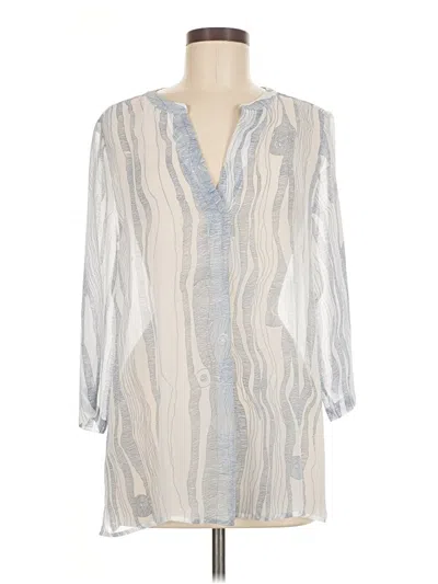 Pre-owned Chico's 3/4 Sleeve Blouse In Silver