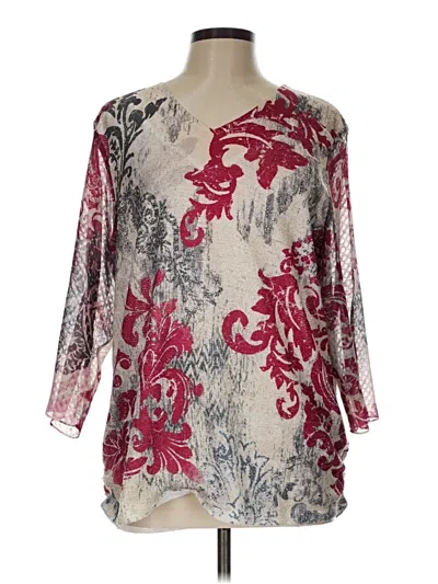 Pre-owned Chico's 3/4 Sleeve Blouse In Silver