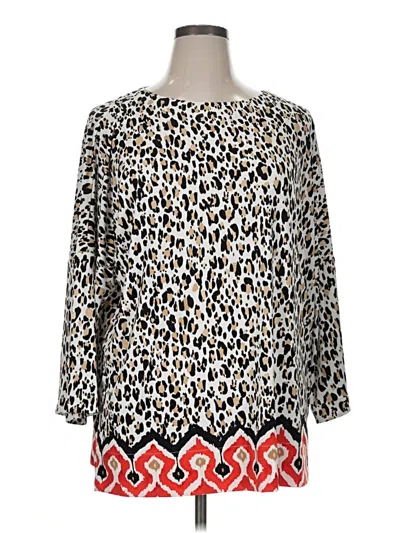 Pre-owned Chico's 3/4 Sleeve Blouse In Silver