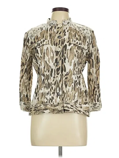 Pre-owned Chico's 3/4 Sleeve Blouse In Silver
