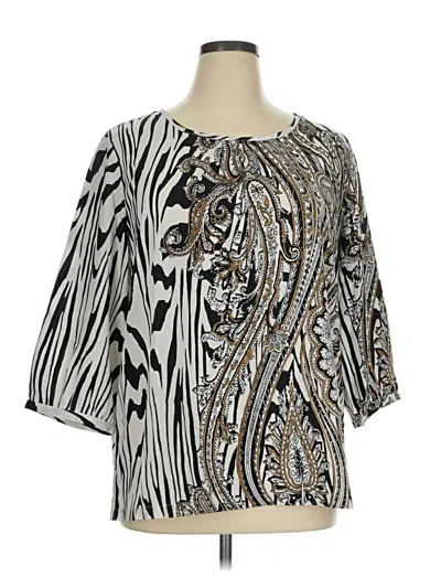 Pre-owned Chico's 3/4 Sleeve Blouse In Silver