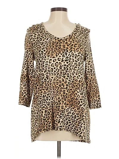 Pre-owned Chico's 3/4 Sleeve Blouse In Tan