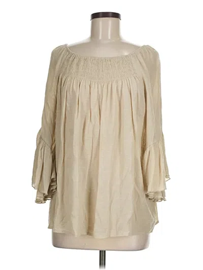 Pre-owned Chico's 3/4 Sleeve Blouse In Tan