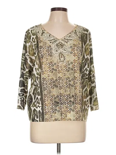 Pre-owned Chico's 3/4 Sleeve Blouse In Tan