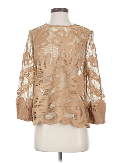 Pre-owned Chico's 3/4 Sleeve Blouse In Tan