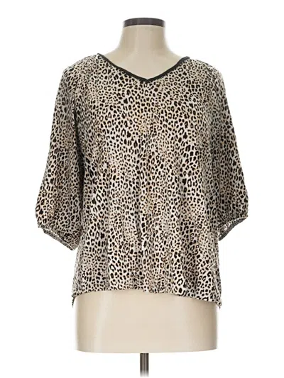 Pre-owned Chico's 3/4 Sleeve Blouse In Tan