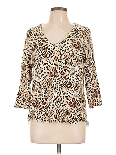 Pre-owned Chico's 3/4 Sleeve Blouse In Tan