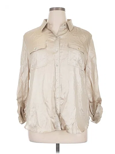 Pre-owned Chico's 3/4 Sleeve Blouse In Tan