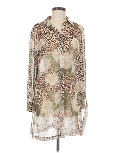 Pre-owned Chico's 3/4 Sleeve Blouse In Tan