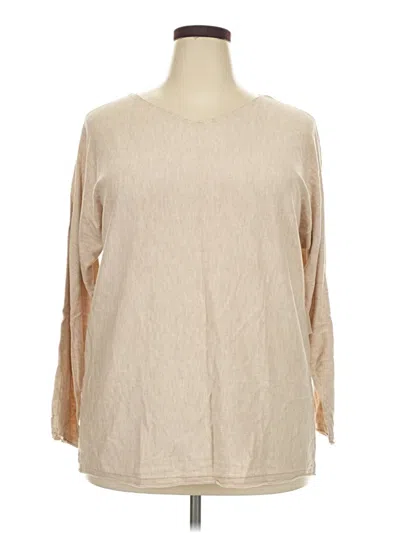 Pre-owned Chico's 3/4 Sleeve Blouse In Tan