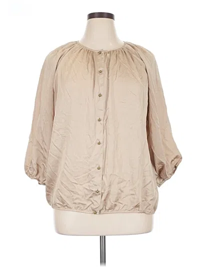 Pre-owned Chico's 3/4 Sleeve Blouse In Tan