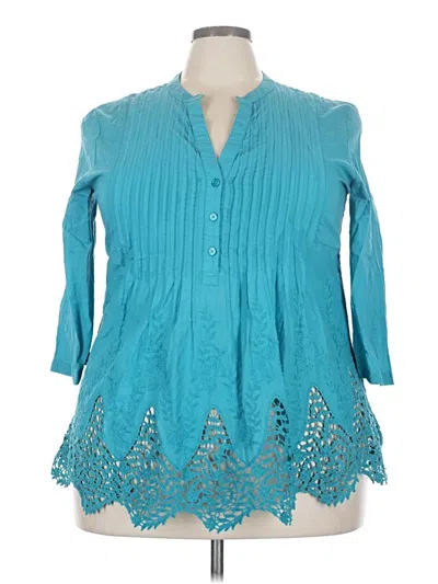 Pre-owned Chico's 3/4 Sleeve Blouse In Teal