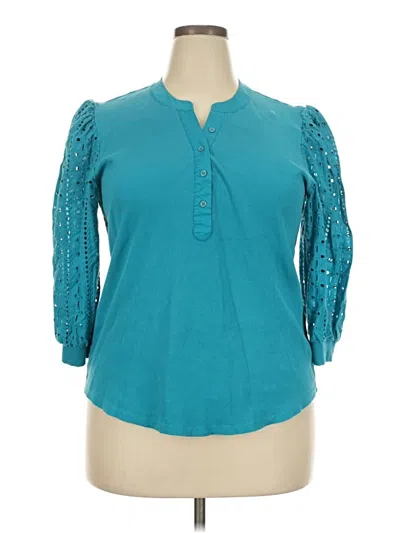Pre-owned Chico's 3/4 Sleeve Blouse In Teal