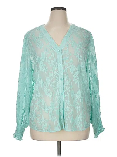 Pre-owned Chico's 3/4 Sleeve Blouse In Teal