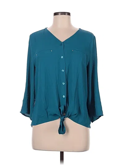Pre-owned Chico's 3/4 Sleeve Blouse In Teal