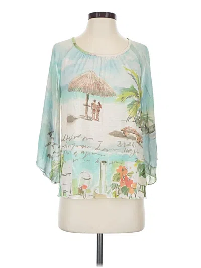 Pre-owned Chico's 3/4 Sleeve Blouse In Teal