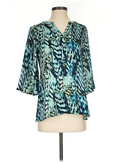 Pre-owned Chico's 3/4 Sleeve Blouse In Teal