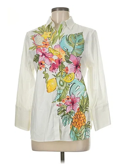 Pre-owned Chico's 3/4 Sleeve Blouse In White