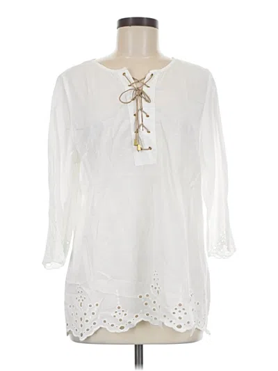 Pre-owned Chico's 3/4 Sleeve Blouse In White