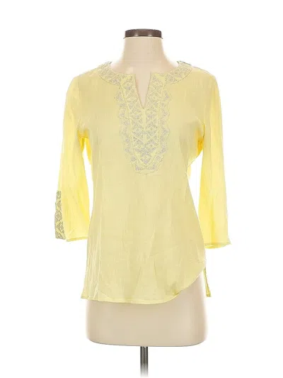 Pre-owned Chico's 3/4 Sleeve Blouse In Yellow