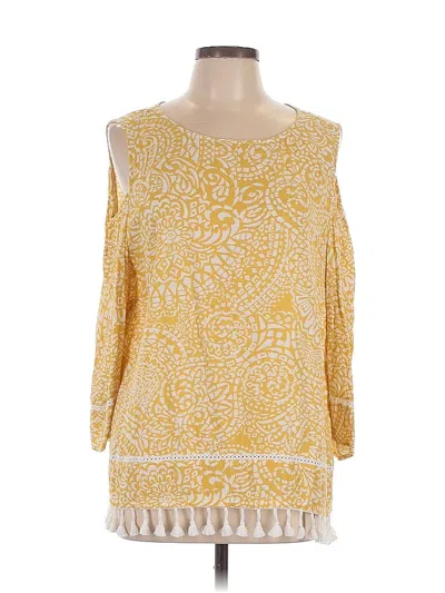 Pre-owned Chico's 3/4 Sleeve Blouse In Yellow