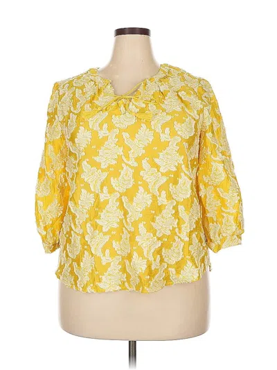 Pre-owned Chico's 3/4 Sleeve Blouse In Yellow