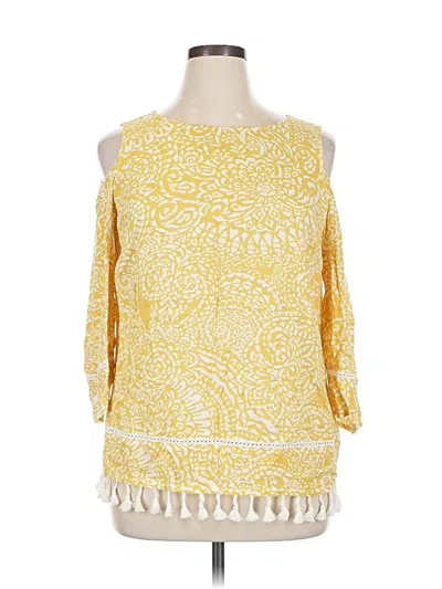 Pre-owned Chico's 3/4 Sleeve Blouse In Yellow