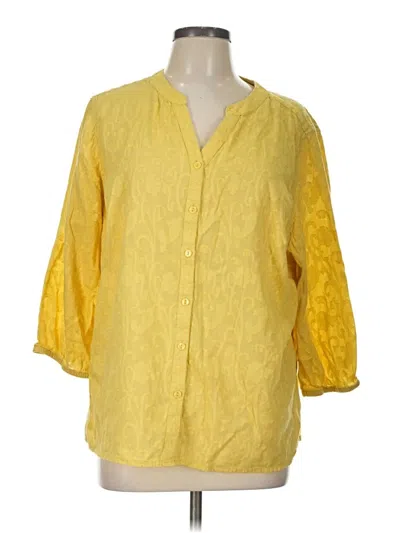 Pre-owned Chico's 3/4 Sleeve Blouse In Yellow