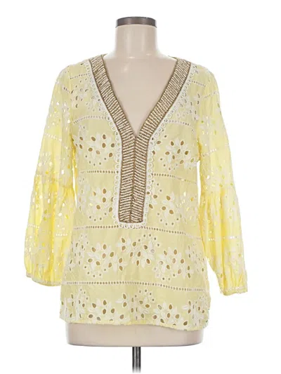 Pre-owned Chico's 3/4 Sleeve Blouse In Yellow