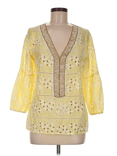 Pre-owned Chico's 3/4 Sleeve Blouse In Yellow