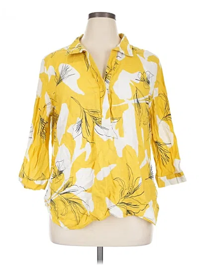 Pre-owned Chico's 3/4 Sleeve Blouse In Yellow