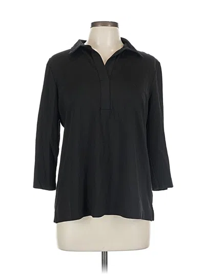 Pre-owned Chico's 3/4 Sleeve Button Down Shirt In Black