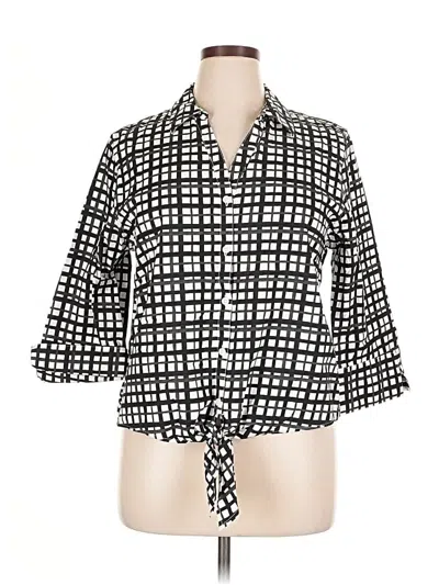 Pre-owned Chico's 3/4 Sleeve Button Down Shirt In Black