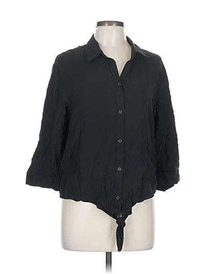Pre-owned Chico's 3/4 Sleeve Button Down Shirt In Black