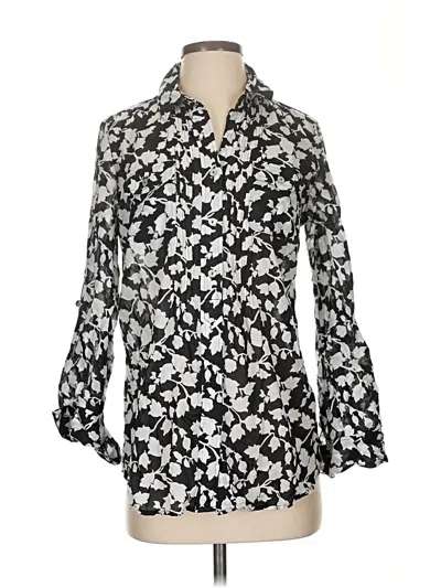 Pre-owned Chico's 3/4 Sleeve Button Down Shirt In Black