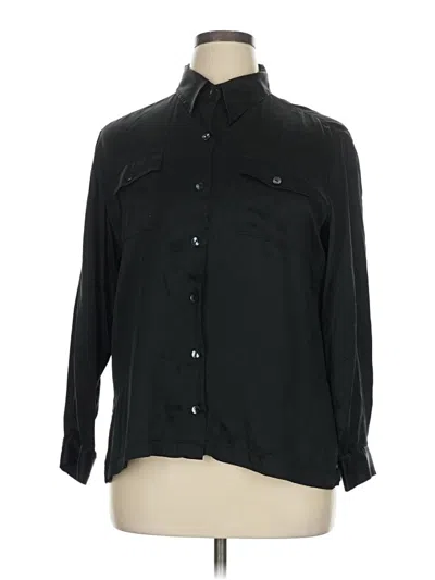Pre-owned Chico's 3/4 Sleeve Button Down Shirt In Black