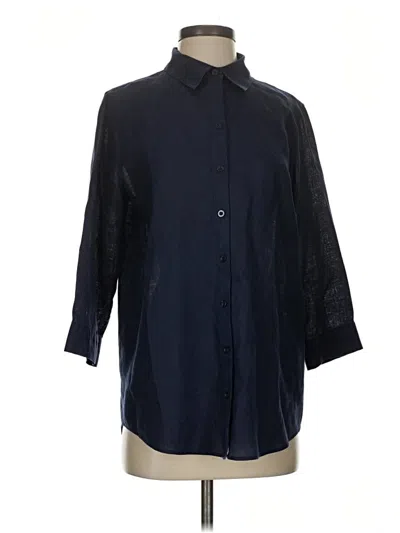 Pre-owned Chico's 3/4 Sleeve Button Down Shirt In Black