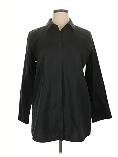 Pre-owned Chico's 3/4 Sleeve Button Down Shirt In Black