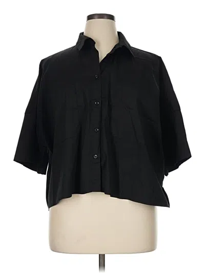 Pre-owned Chico's 3/4 Sleeve Button Down Shirt In Black