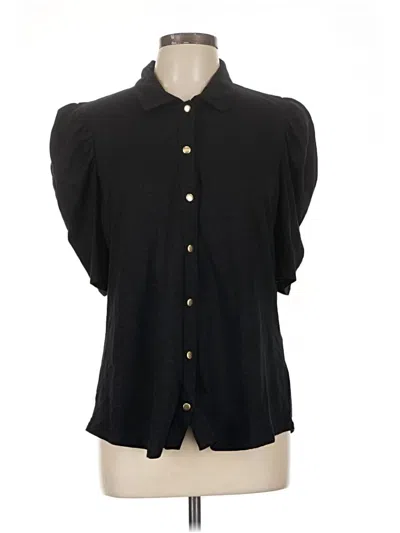 Pre-owned Chico's 3/4 Sleeve Button Down Shirt In Black