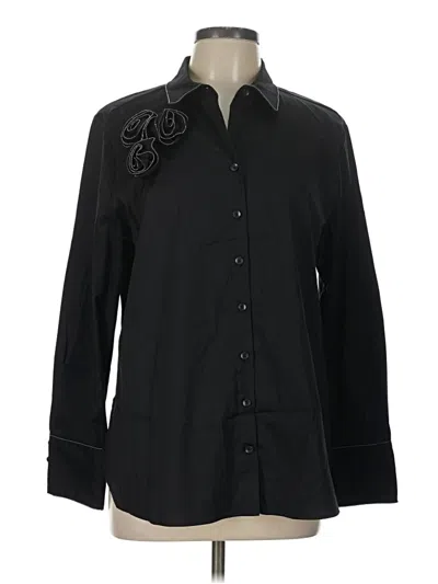 Pre-owned Chico's 3/4 Sleeve Button Down Shirt In Black