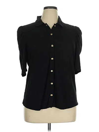 Pre-owned Chico's 3/4 Sleeve Button Down Shirt In Black