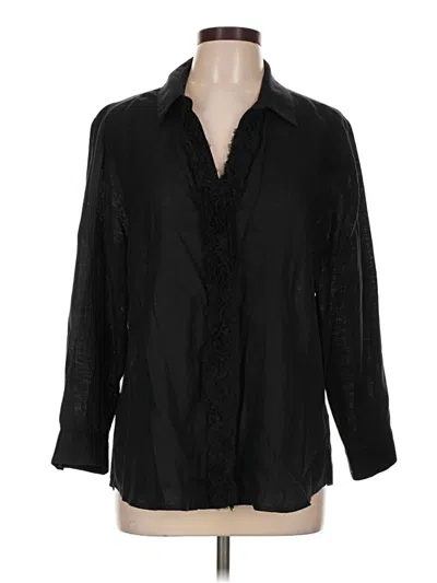 Pre-owned Chico's 3/4 Sleeve Button Down Shirt In Black