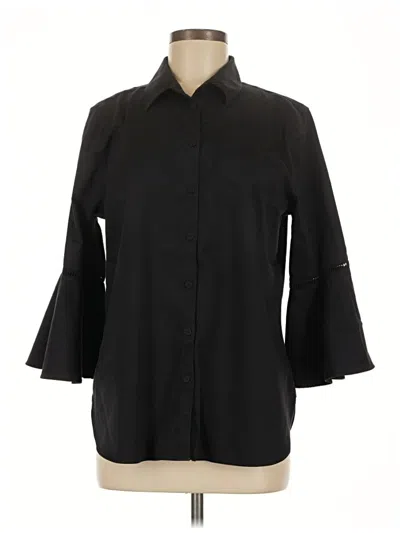 Pre-owned Chico's 3/4 Sleeve Button Down Shirt In Black