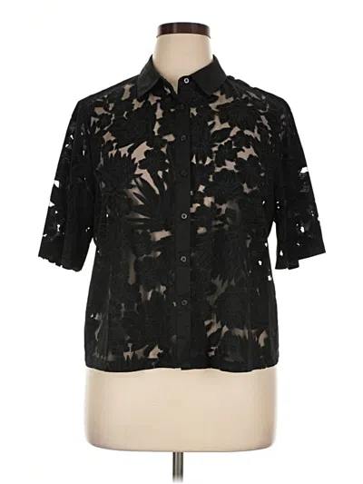 Pre-owned Chico's 3/4 Sleeve Button Down Shirt In Black
