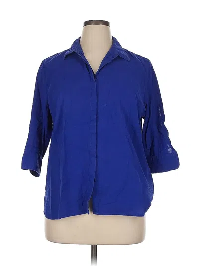 Pre-owned Chico's 3/4 Sleeve Button Down Shirt In Blue