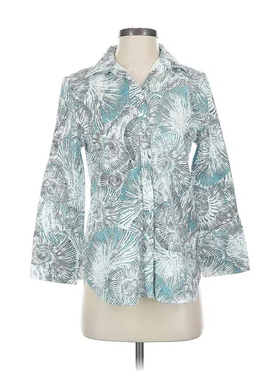 Pre-owned Chico's 3/4 Sleeve Button Down Shirt In Blue