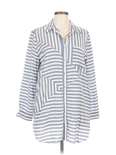 Pre-owned Chico's 3/4 Sleeve Button Down Shirt In Blue