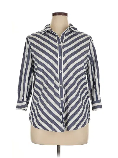 Pre-owned Chico's 3/4 Sleeve Button Down Shirt In Blue