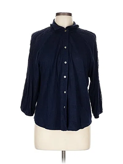 Pre-owned Chico's 3/4 Sleeve Button Down Shirt In Blue